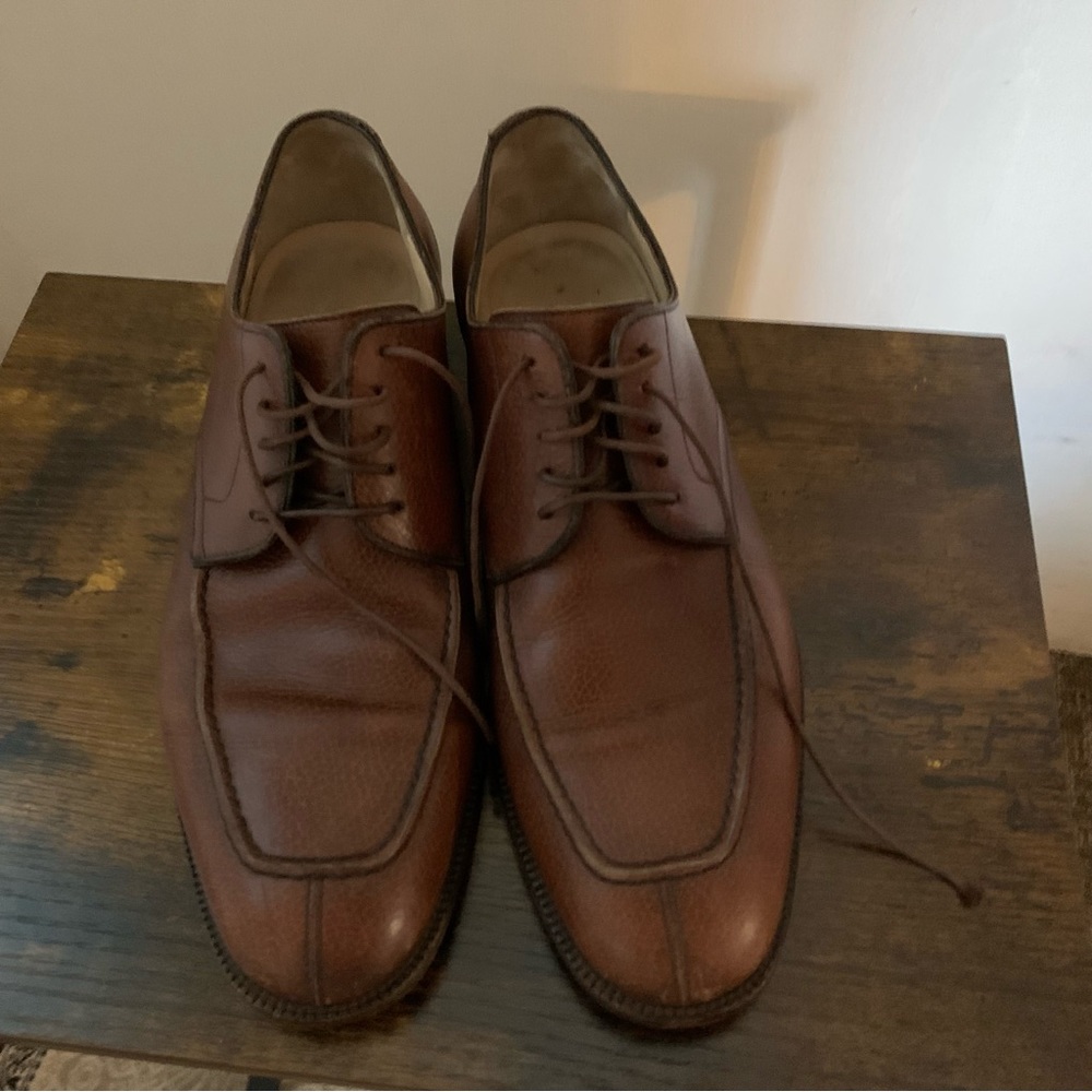 FERRAGAMO men’s brown apron toe lace up oxfords size 7&1/2